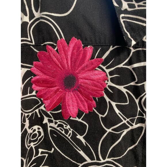 Krazy Kat black white floral  100% cotton jqcket size L (b42) - Picture 7 of 7